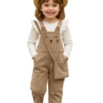 Ninas Baby Girls Solid Cotton Blend Style Top and Dungarees Set with Purse (White & Pink)