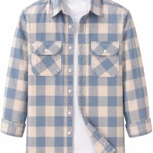 DEELMO Men’s Stylish Cotton Blend Casual Chakes Shirt || Full Sleeve Shirt with Dual Flap Pockets Fabric || Perfect for Casual and Classic Fit & Style || Stylish Everyday Wear