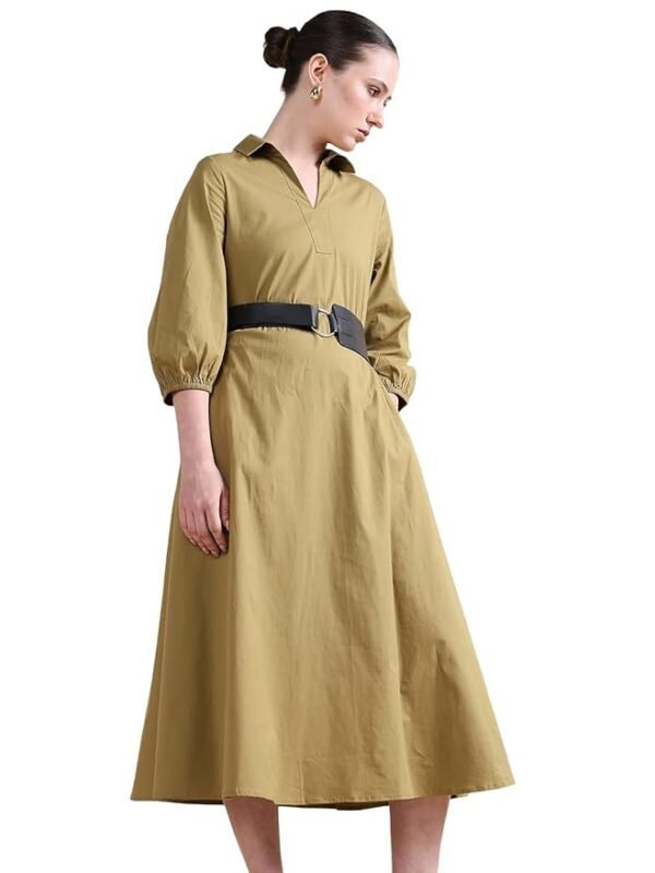 RAREISM Flared Plain MIDI Dress