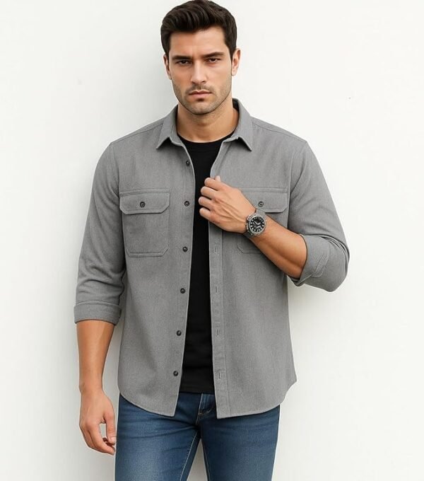 DEELMO Men’s Stylish Cotton Blend Casual Shirt || Full Sleeve Button-Down Shirt with DuDEELMO Men’s Stylish Cotton Blend Casual Shirt || Full Sleeve Button-Down Shirt with Dual Flap Pockets || Comfortable Breathable Fabric || Perfect for Casual Office and Outing Wearal Flap Pockets || Comfortable Breathable Fabric || Perfect for Casual Office and Outing Wear