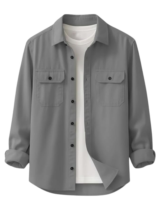 DEELMO Men’s Stylish Cotton Blend Casual Shirt || Full Sleeve Button-Down Shirt with DuDEELMO Men’s Stylish Cotton Blend Casual Shirt || Full Sleeve Button-Down Shirt with Dual Flap Pockets || Comfortable Breathable Fabric || Perfect for Casual Office and Outing Wearal Flap Pockets || Comfortable Breathable Fabric || Perfect for Casual Office and Outing Wear - Image 1