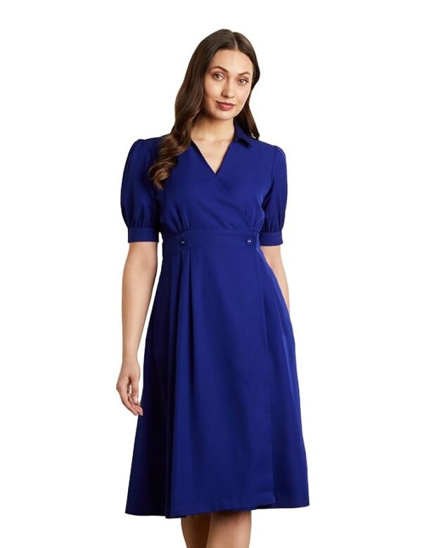 Symbol Premium Women's Fit & Flare Wrap Dress (Midi Length | Stylish | Desk-to-Dinner) (Available in Plus Sizes)