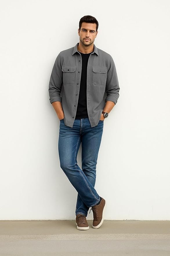 DEELMO Men’s Stylish Cotton Blend Casual Shirt || Full Sleeve Button-Down Shirt with DuDEELMO Men’s Stylish Cotton Blend Casual Shirt || Full Sleeve Button-Down Shirt with Dual Flap Pockets || Comfortable Breathable Fabric || Perfect for Casual Office and Outing Wearal Flap Pockets || Comfortable Breathable Fabric || Perfect for Casual Office and Outing Wear