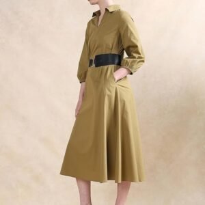 RAREISM Flared Plain MIDI Dress - Image 3