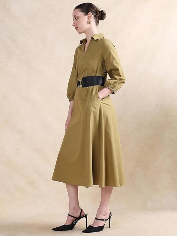 RAREISM Flared Plain MIDI Dress