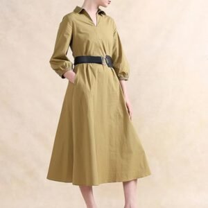 RAREISM Flared Plain MIDI Dress - Image 2