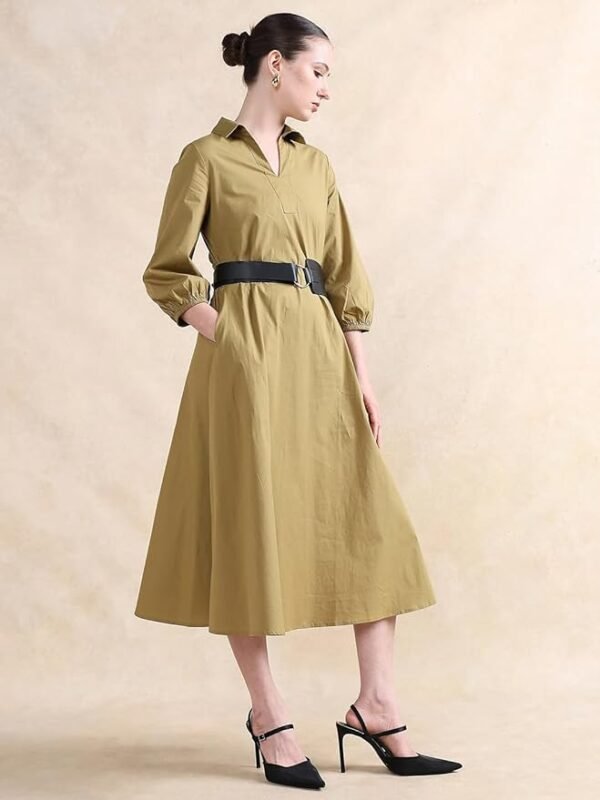 RAREISM Flared Plain MIDI Dress