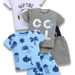 Toonyport Boys Summer 3 Packs Of T-shirts and Shorts Combo Set (Multicolors) | 3 Packs, Summer, Combo Set