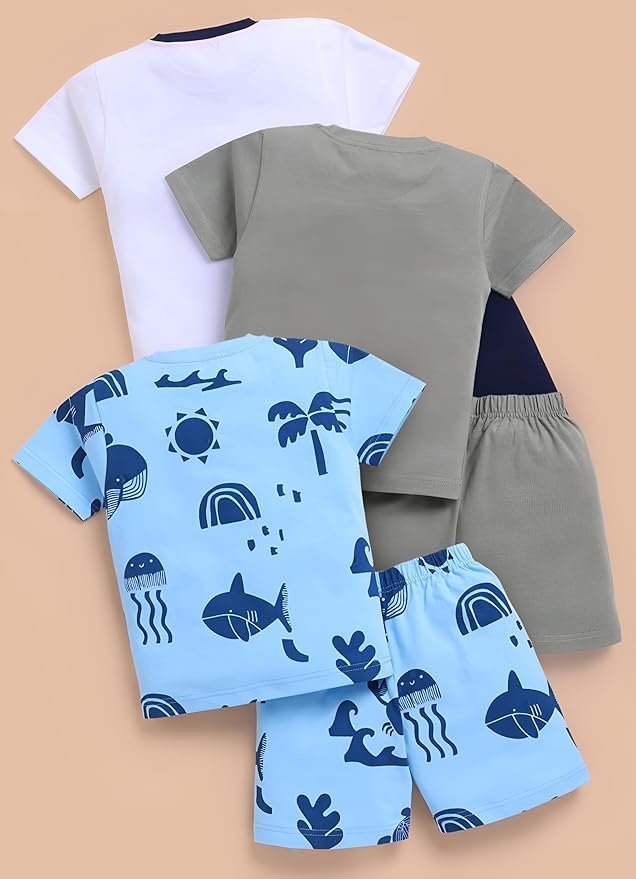 Toonyport Boys Summer 3 Packs Of T-shirts and Shorts Combo Set (Multicolors) | 3 Packs, Summer, Combo Set - Image 2