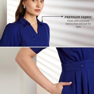 Symbol Premium Women's Fit & Flare Wrap Dress (Midi Length | Stylish | Desk-to-Dinner) (Available in Plus Sizes) - Image 3