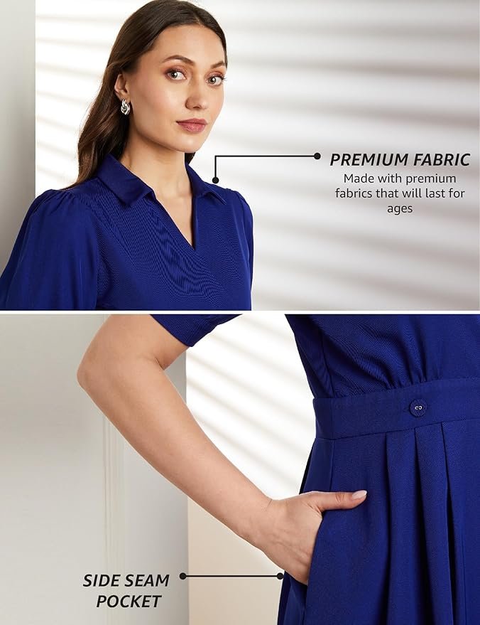 Symbol Premium Women's Fit & Flare Wrap Dress (Midi Length | Stylish | Desk-to-Dinner) (Available in Plus Sizes) - Image 3